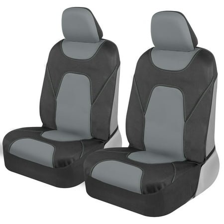 Motor Trend AquaShield Waterproof Front Car Seat Covers, Neoprene 2-Piece Padded Set, Universal Auto Interior Protectors, for Car Truck Van SUV, Gray