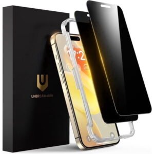 UNBREAKcable for iPhone 15 Pro Max Privacy Screen Protector 2 Pack, 28° Anti Spy 9H Hardness Shatterproof Tempered Glass