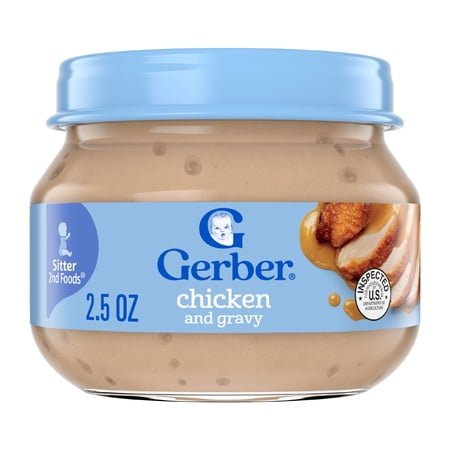 Gerber Stage 2, Chicken and Gravy Jar, Baby Food, Mealtime Poultry Puree 2.5 oz