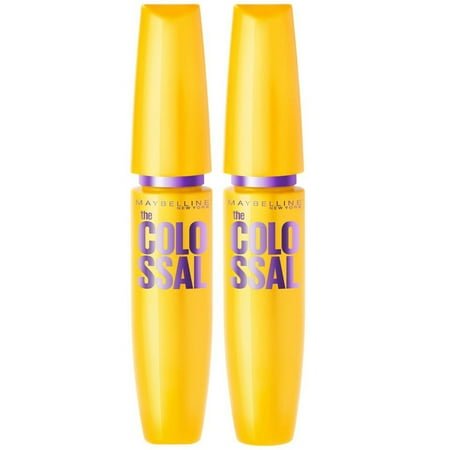Maybelline Volum Express The Colossal Washable Mascara, Glam Black, 2 Pack