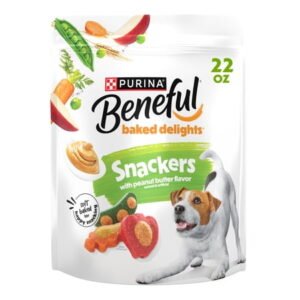 Purina Beneful Baked Delights Snackers with Peanut Butter Flavor Soft Baked Treats for Dogs, 22 oz.