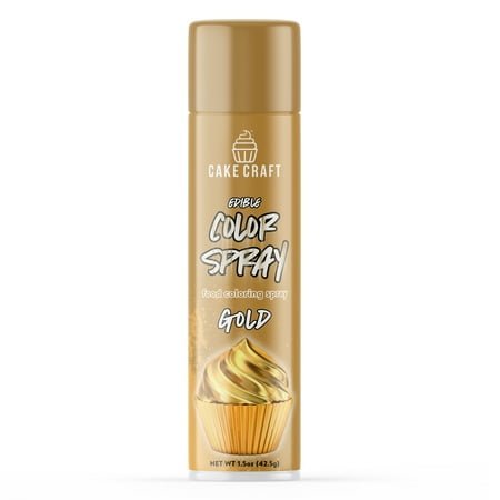 Cake Craft Edible Gold Color Spray – 1.5oz Can | Edible Metallic Food Spray for Cakes, Cupcakes, Cookies & More | Made in the USA | Adds Instant Shimmer & Shine