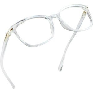 LifeArt Square Frame Blue Light Blocking Reading Glasses, Computer Gaming TV Glasses for Women Men (Clear, +0.75 Magnification)