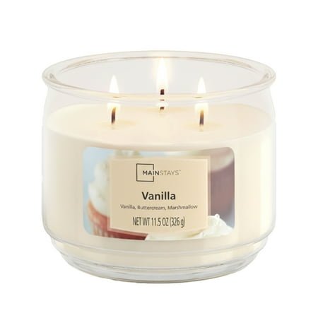 Mainstays 3-Wick Scented Glass Jar Candle, Vanilla, 11.5 oz