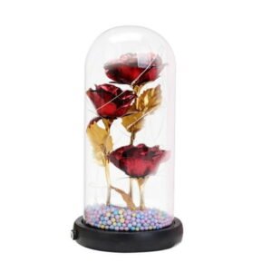Herrnalise Galaxy Rose - Rose Flower Gifts for Women | Glass Flower in Glass Dome | Glass Rose Light up Flowers | Womens Gifts for Valentine's Day| Enchanted Rose Flower Gift