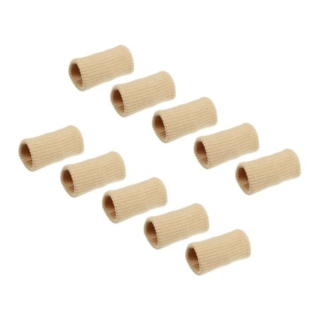 Unique Bargains 10pcs Breathable Finger Sleeves Thumb Braces Support Elastic Compression Protectors Beige