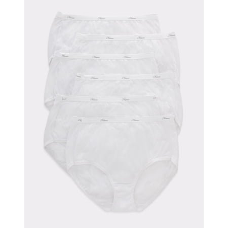 Hanes Women's Cotton Brief Underwear, Moisture-Wicking, 6-Pack White 8