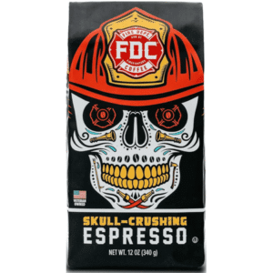 Fire Department Coffee Skull-Crushing Espresso Dark Roast Premium Ground Coffee, 12 oz