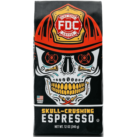 Fire Department Coffee Skull-Crushing Espresso Dark Roast Premium Ground Coffee, 12 oz