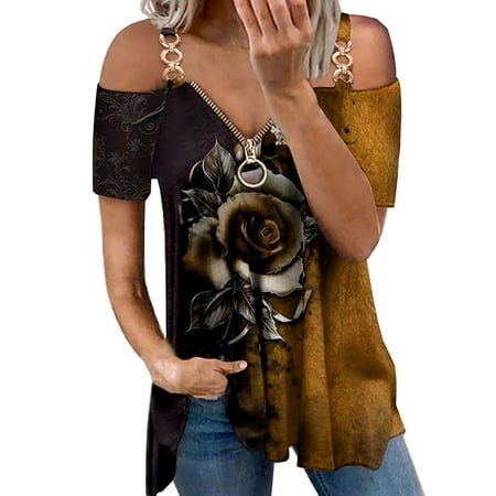 Patlollav Ladies Tops,Womens V-Neck Short Sleeve Strapless Tshirts Polluver Blouse Tank Tops