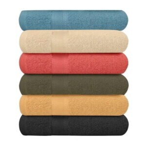 Pack of 6 Bath Towels 27 x 54 Inches, 100% Cotton, Larger & Lighter Weight, Quicker to Dry, Super Soft and Absorbent, Perfect for Bathroom (Multicolor, Pack of 6 (27''x54''))