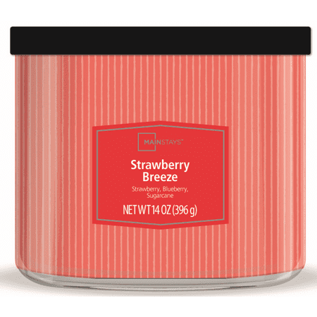 Mainstays Textured Wrap Strawberry Breeze 3-Wick Candle, 14 oz