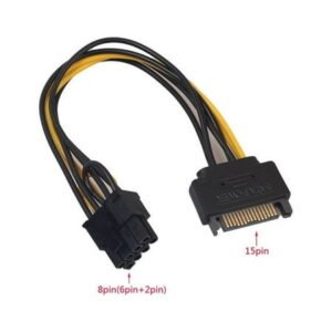 Kiplyki 15Pin SATA Male To 8pin(6+2) PCI-E Male Video Card Power Supply Adapter Cable