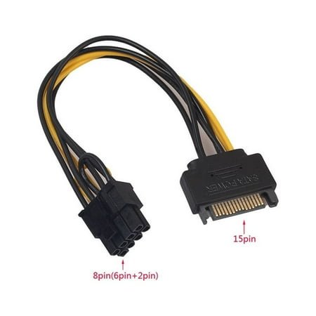 Kiplyki 15Pin SATA Male To 8pin(6+2) PCI-E Male Video Card Power Supply Adapter Cable