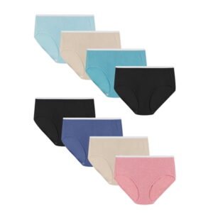 Just My Size Women's Plus Super Value Bonus Ribbed Cotton Brief Underwear, 6+2 Bonus Pack