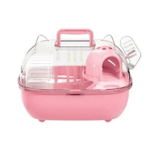 Large Portable Hamster Cage with Transparent Top Handle and Integrated Tunnel System for Syrian Hamsters Gerbils Mice Small Pets