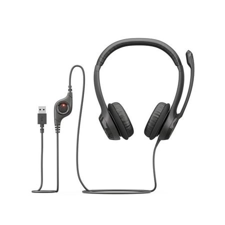 Logitech H390 Wired USB Headset, Stereo Headphones with Noise-Cancelling Microphone, USB, In-Line Controls, Black (981-000310)