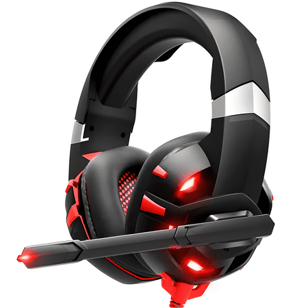 RUNMUS Gaming Headset with Noise Canceling Mic for PS4, Xbox One, PC, Mobile, 7.1 Surround Sound Headphone with LED Light for Kids Adults