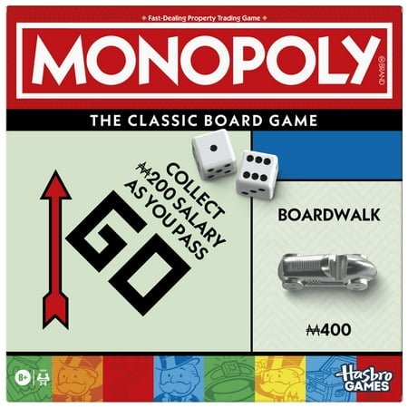 Monopoly Board Game, Classic Game with Storage Tray and Larger Tokens, Family Games for Kids, 8 and up