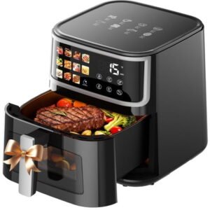 9QT Air Fryer, LED Digital Color Display with Easy-View Window, for 4-6 People, 1700W Powerful Heating, Nonstick & Dishwasher Safe Frying Basket, 85% Less Oil