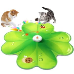 FeelNeedy 2 in 1 Interactive Cat Toys for Indoor Cats, Automatic Rechargeable Hide and Seek Cat Toy with Moving Concealed Feathers and Red Dot for Cats and Kittens Self Playing