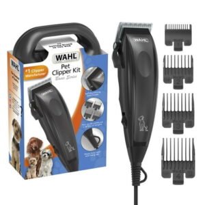 Wahl Basic Series Touch up Corded Pet Clipper, 10 Piece Dog Grooming Kit Black - 9653-1101