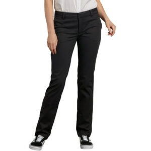 Dickies Women's Stretch Twill Straight Leg Pant, Rinsed Black, 18