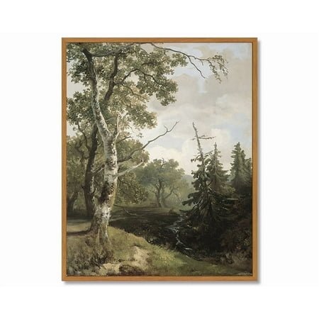Drsoum Vintage Birch Forest Wall Art Rustic Retro Framed Woodland Prints Farmhouse Nature Landscape Decor for Living Room Bedroom Office 8x10in Natural Framed