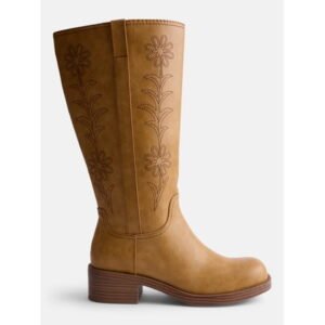 No Boundaries Women's Floral Embroidered Block Heel Boots