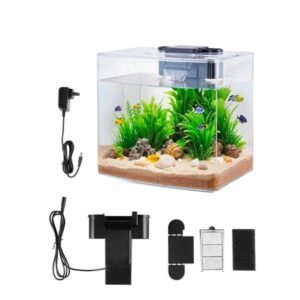 VEVOR Fish Tank Aquarium, 3.5 Gallon Arch Ultra-Clear GPPS Starter Smart Tank Adjustable 3 Color Lighting, Self Cleaning System Fishbowl for Freshwater & Saltwater Fish Home, Office, or Pet Use