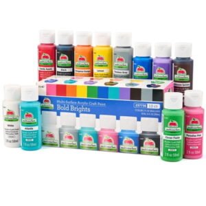 Apple Barrel Multi-Surface Acrylic Craft Paint Set, Bold Brights, 2 fl oz, 12 Piece