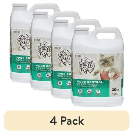 (4 pack) Special Kitty Clumping Clay Cat Litter, Fresh Scent, 20 lbs Jug, 1 Count