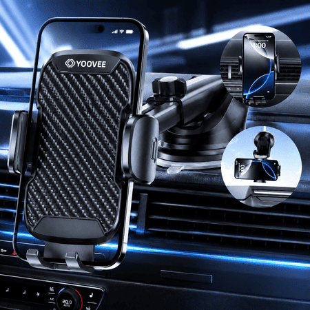 YOOVEE Universal Car Phone Holder with Adjustable Rotation for 4-7 Inch Phones, Dashboard, Windshield & Air Vent Mount