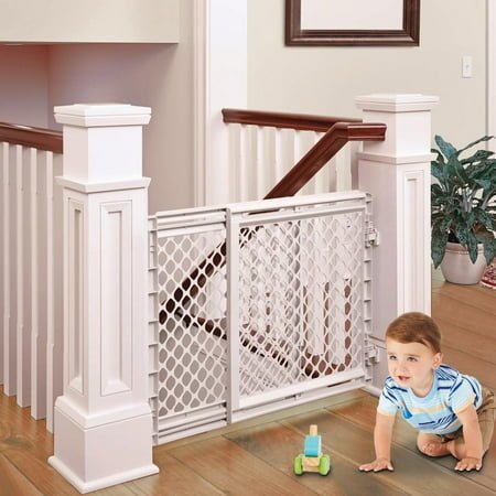 Toddleroo by North States Stairway Secure Baby Safety Gate, 27"-41", Soft White