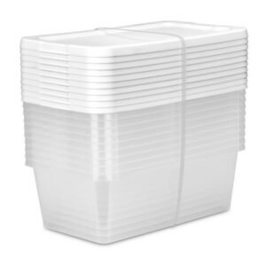 Sterilite Set of (10) 6 Quart Small Storage Bins, Clear Plastic Storage Containers with Snap-on Lids, White