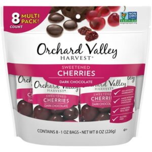 Orchard Valley Harvest Dark Chocolate Cherries, 1 oz (Pack of 8), Non-GMO, No Artificial Ingredients