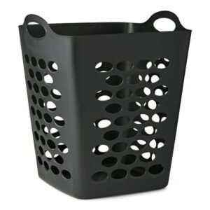 Mainstays Flexible Square Laundry Hamper, Black Plastic