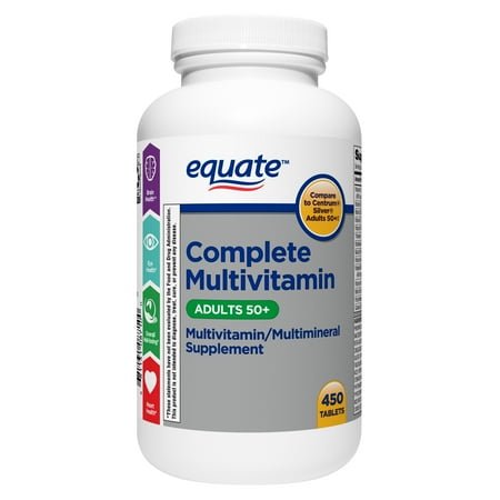Equate Complete Multivitamin/Multimineral Supplement Tablets, Adults 50+, 450 Count, Compare to Centrum® Silver® Adults 50+