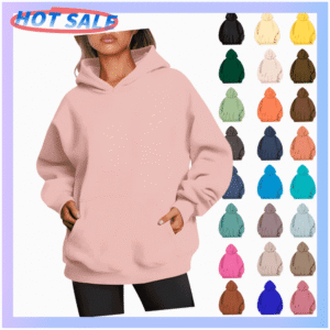 Titcea Hoodies for Women Oversized Solid Color Long Sleeve Fleece Sweatshirt Trendy Pullover Sweaters with Pockets