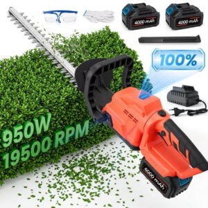 Doulami 20'' Hedge Trimmer Cordless,950W Electric Handheld Hedge Trimmer with 2 x 4.0Ah Batteries and Fast Charger,19500 RPM Bush Trimmers for Garden, Yard Care