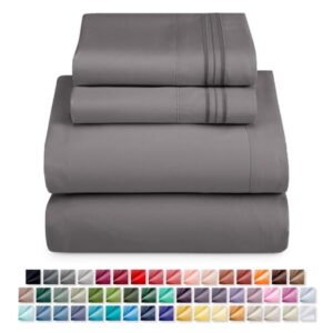 Nestl Queen Sheets Set, 1800 Series, 4 Piece Sheets , Luxury Soft Microfiber Queen Size Bed Sheets Set, Gray