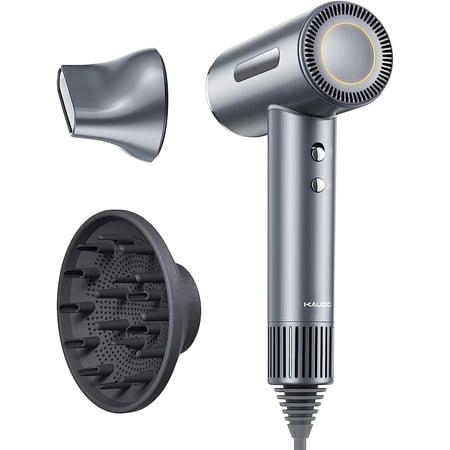 Ionic Hair Dryer, OEIKPFN High Speed Blow Dryer with Diffuser & 110,000 RPM Brushless Motor for Fast Drying, Gray