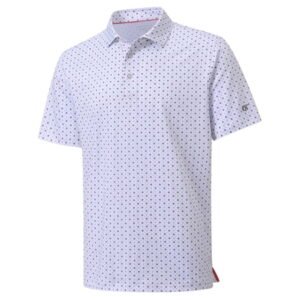Xidunhg Men's Performance Golf Polo Shirt, Printed Short Sleeve, Dry Fit & Moisture Wicking, UPF 40+ 4-Way Stretch