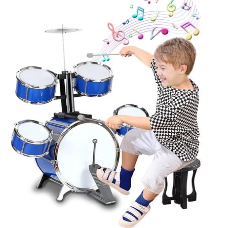 Kids Drum Set for 3-7 Year Old, Jazz Rock Drum Toddler Toy, Musical Instrument Toys for Boys Girls Birthday Christmas Gifts