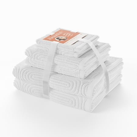 Beautiful by Drew Barrymore 6-Piece Towel Set, Soft 100% Cotton, Off-White