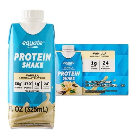 Equate Protein Shake, Vanilla, 11 fl oz, 12 Count