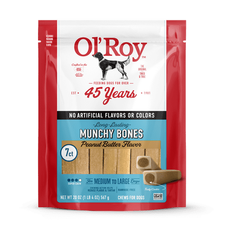 Ol' Roy Munchy Bone Dog Treats, Peanut Butter Flavor, 20 oz, 7 Count
