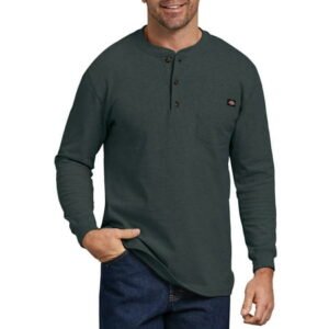 Dickies Men's and Big Men's Long Sleeve Heavyweight Henley T-Shirt