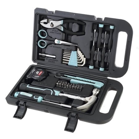 Hyper Tough 40-Piece Seafoam Household Tool Kit for Basic Repairs and DIY Projects