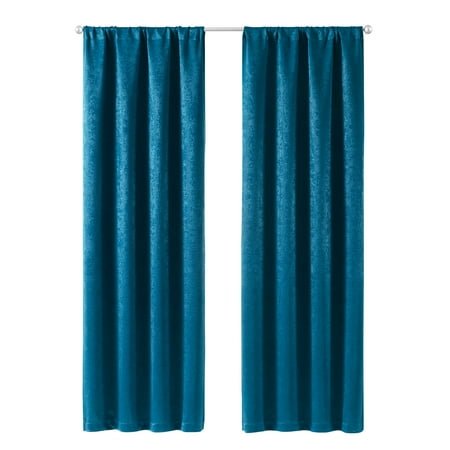 Mainstays Shimmer Rod Pocket 99% Blackout Curtains, Set of 2, Teal, 37" W x 95" L